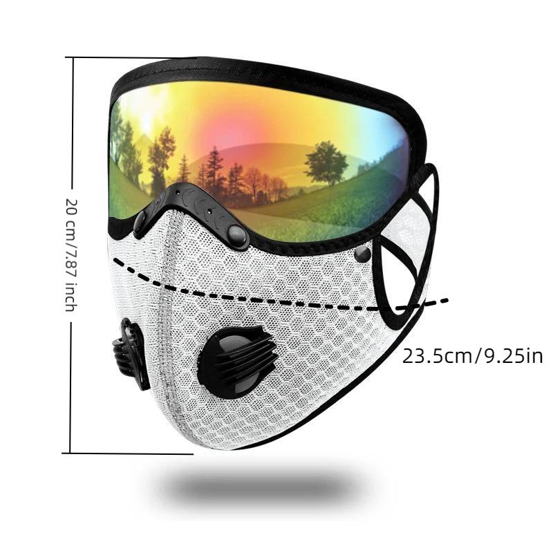 Comfortable Cycling Face Mask with Goggles Dust Proof Washable Reusable Windproof Mask for Outdoor Sports Riding Commute