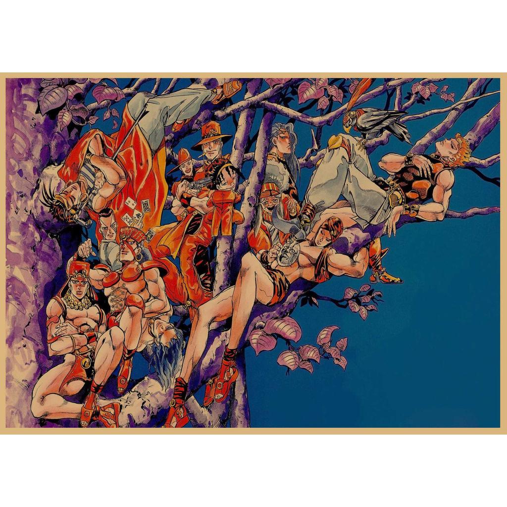 JoJo's Bizarre Adventure Retro Kraftpapier Poster - Japanische Anime Dekoration für Bar, Restaurant oder Café.