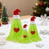 3 Pcs Green Furry Christmas Tree Decoration Fuzzy Elf Xmas Tree Tabletop Decor Soft Faux Fur Table Centerpiece for Living Room Home Kitchen Desk Decor