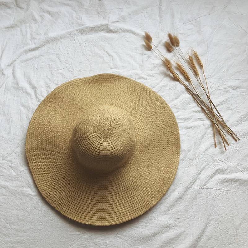 Big brim sun protection straw hat foldable beach hat sun hat children summer vacation film travel seaside sun hat