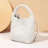Nischen-Webtasche Sommer einfarbig Gemüsekorb tragbare Mutter-Kind-Tasche lässige Retro-Umhängetasche
