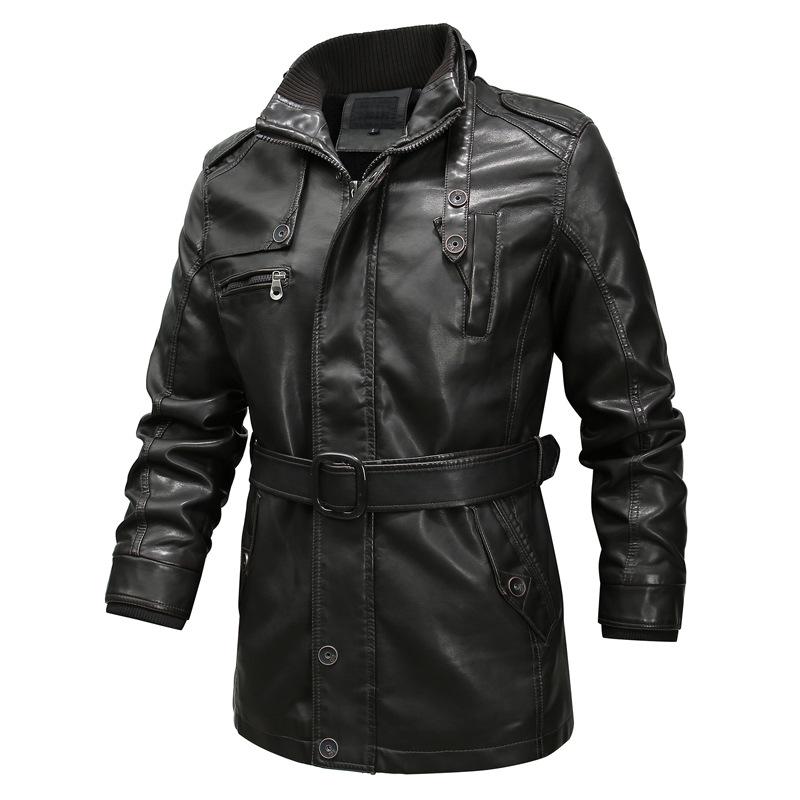 Men's Plus Size Washed PU Leather Motorcycle Jacket