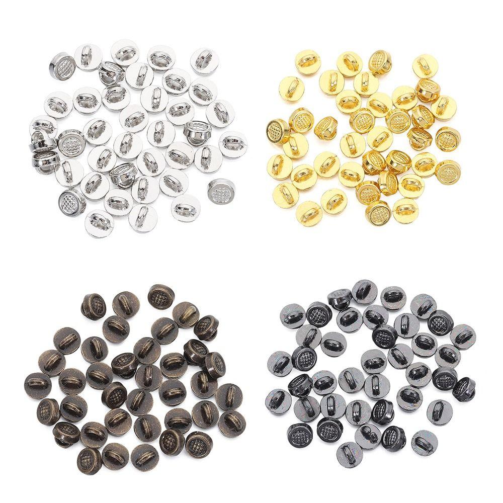 50pcs 4mm Doll Round Shape Buttons DIY Metal Ultra-small Buckles Mini Doll Shoes Buckles 1/6 Doll Clothing Buckles Accessories