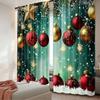 2D Flat Printing 2pcs Merry Christmas Curtains Christmas Tree3 Digital Printed Polyester Drapes Non Fading Festive Holiday for