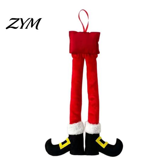 Holiday Theme Hanging Pendant Christmas Elf Legs, Santa Legs Ornaments, Plush Stuffed Xmas Car Pendant, Soft Fabric Ornament Fun Decor for Mirror,