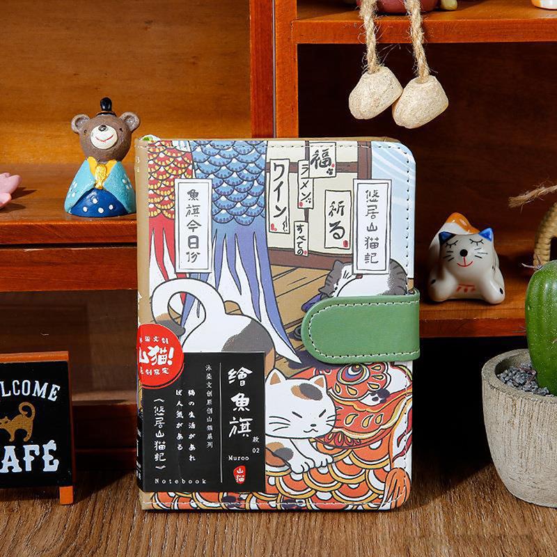 Kawaii Cartoon Cat Pu Magnetic Buckle Notebook Diary Agenda Planner Notepad Simple Basic Handbook Cute Cat Notebook Gifts