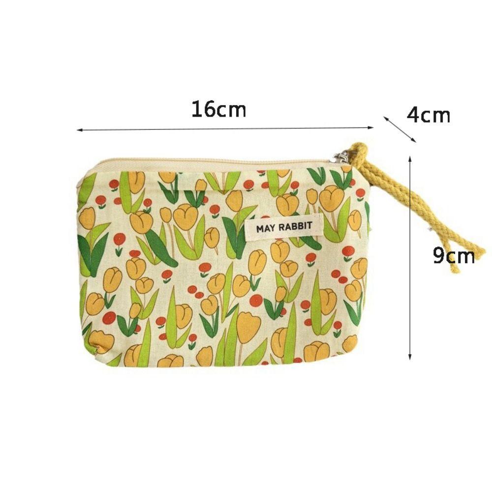 New Cartoon Square Cosmetic Bag Small Flower Storage Pouch Zipper Sanitary Napkins Makeup Bags Women