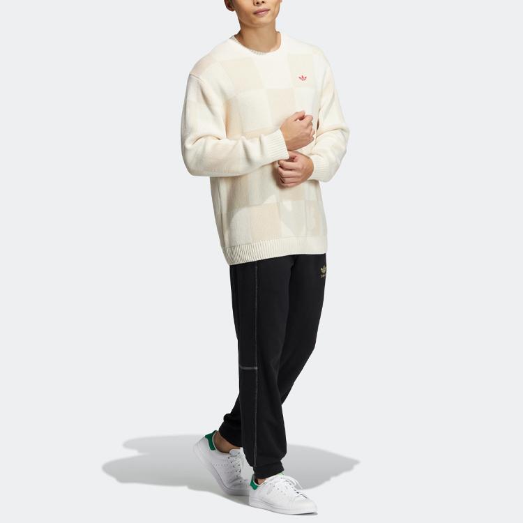 Adidas Originals Trefoil X Miffy Collaboration Series Checkerboard Detail Crew Neck Sweatshirt Unisex Tops White HY7272