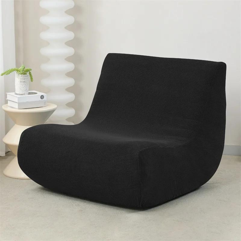 Coperture elastiche per divano da terra senza braccioli in pile polare, copriseduta singolo per poltrona da camino, coperture per pouf da adulto
