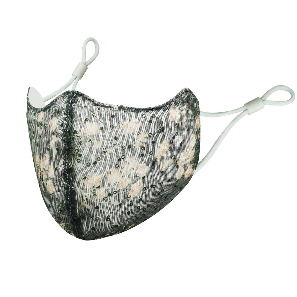 3D Omyvatelná ochrana očí Flitrová vyšívaná krajková bavlněná maska