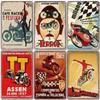Vintage Metal Sign Motorcycle Poster Decor TT Racing Metal Tin Plate Living Room Wall Garage People's Cave Restaurant Art Decor