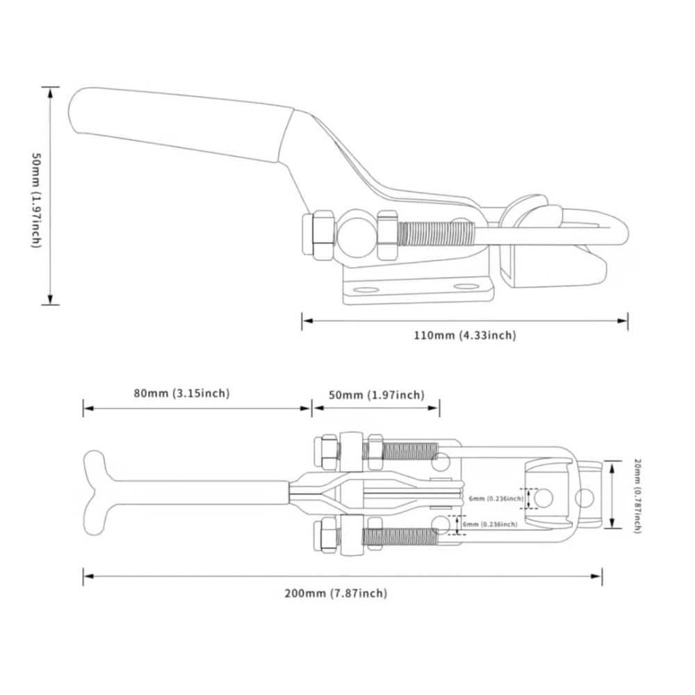 701 lbs Capacity Self-lock Carbon Steel Heavy Duty Toggle Clamps U Bolt Pull Latches Toggle Latch