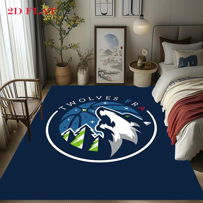 Titleminnesota Timberwolves Logo Printtitle Carpet Floor Mats Living Room And Bedroom Mats Protective Pad Office Chair Cushion Doormat