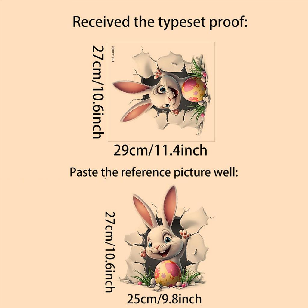 Easter Stickers 3D Visual Effect Bunny Decals Easter Bunny Window Decals For Door Mirror Bathroom Kitchen Home Apartment Hotel