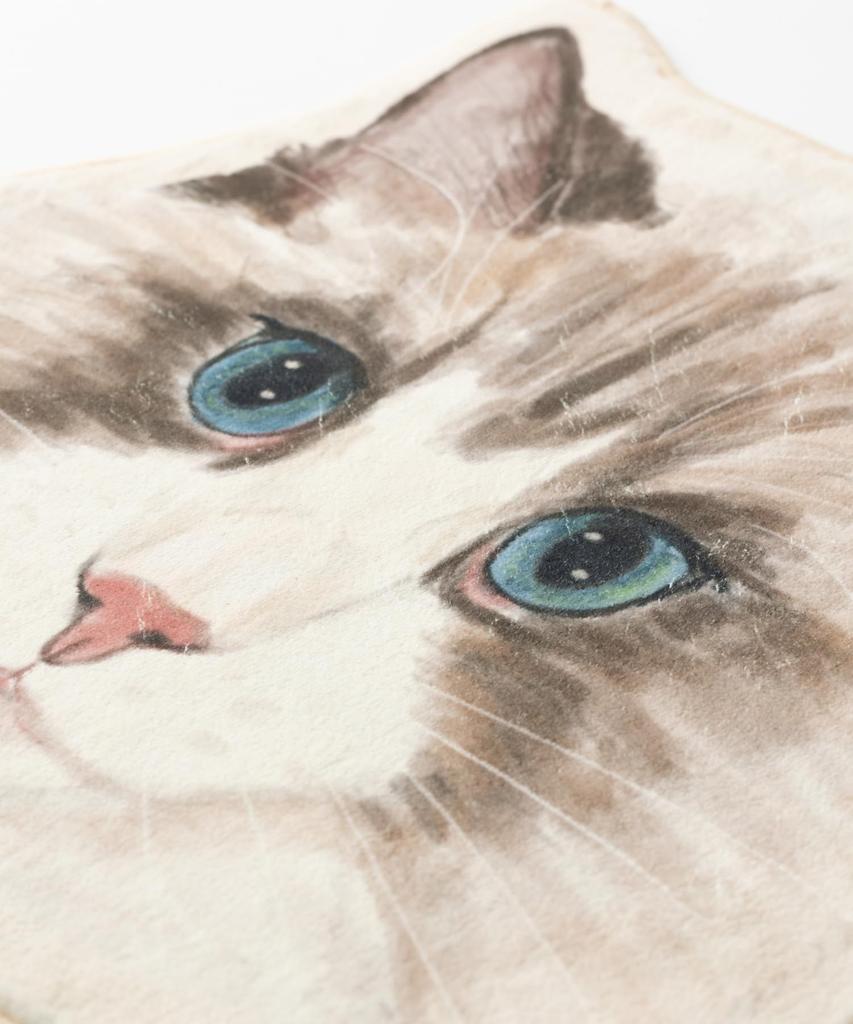 Jubilee Fluffy Cat Face Round Machine Washable Mat, 50x50cm, Non-Slip, 100% Polyester,