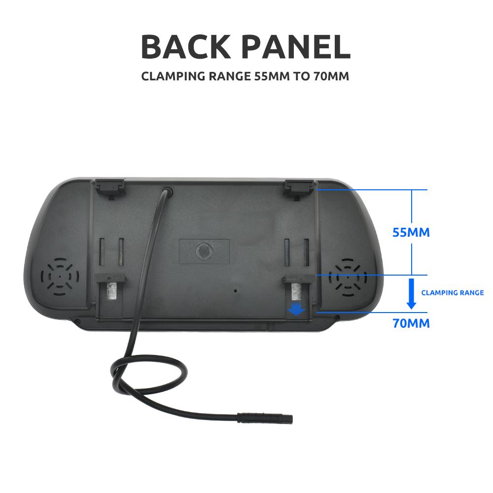 7palcový monitor zpětného zrcátka do auta s kamerou pro zpětné zrcátko pro parkování, zálohování, TFT LCD HD obrazovka, univerzální