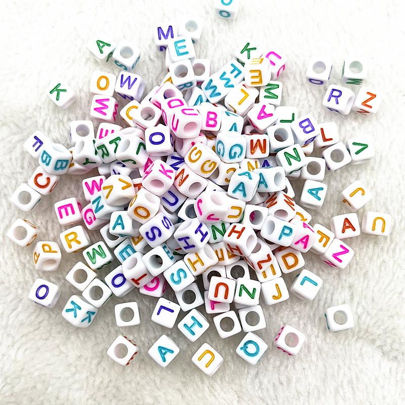 100pcs 7x4mm 6x6mm Mixed Alphabet Letter Beads Charms Beads for Making Jewelry Diy Handmade Bracelets Accessories