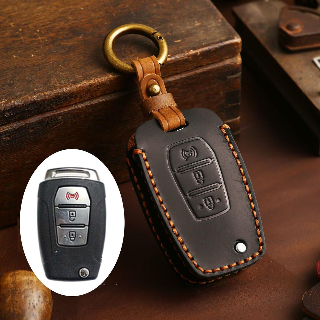 Car Key Cover Is Suitable for Korean Ssangyong Car Special Key Bag Protective Case Buckle Leather