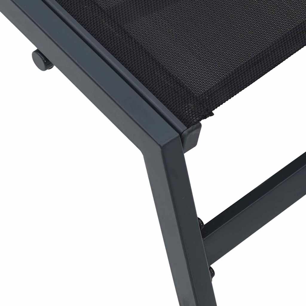 Sun Lounger Black and Anthracite 197 x 54 x 86 cm Steel
