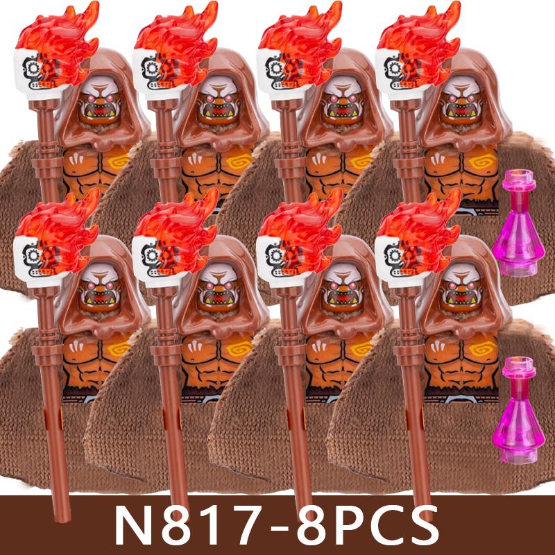 Medieval Castle Soldier Figures Building Blocks Knight Orc Warrior Dragon Wolf Animals Battle Flags Accessories Bricks Toys Boys