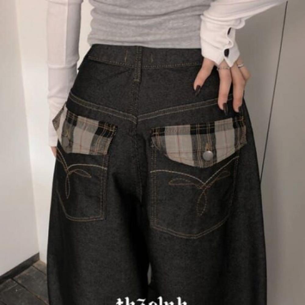 The Pink High Waist Non Fade Stitch Wide Denim Pants