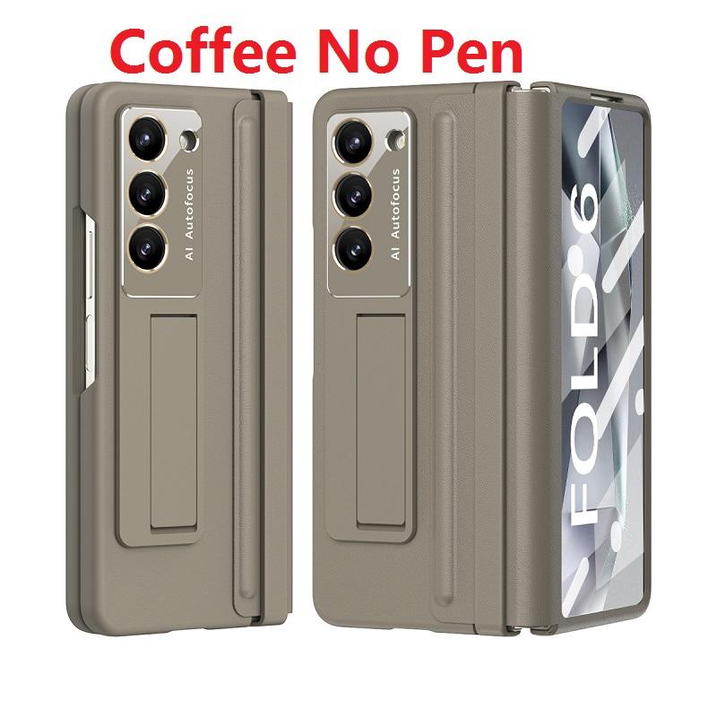 Měkký pant pro Samsung Galaxy Z Fold 6 4 5 Pouzdro z PU kůže, držák na pero, ochranný film