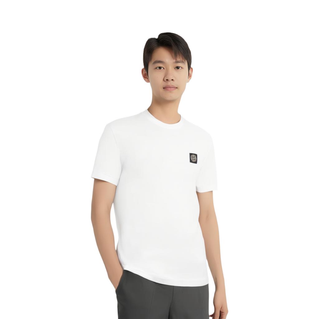 Stone Island Logo Crew Neck Short Sleeve T-Shirt Men Tops White K1S152100039S0013-V0001