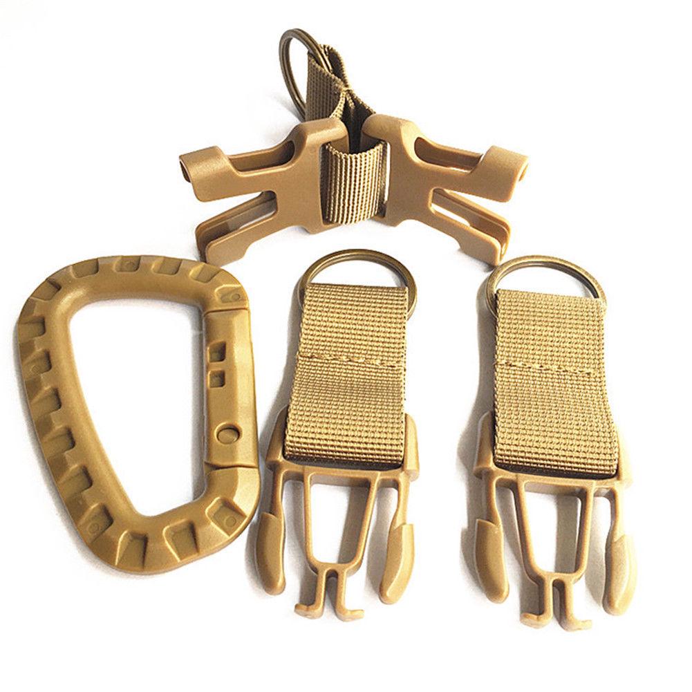 Tactical Key Ring Holder Gear Keychain Clip Nylon Webbing Quick Release Buckle Molle Bag Attachments Metal Carabiners Keychain