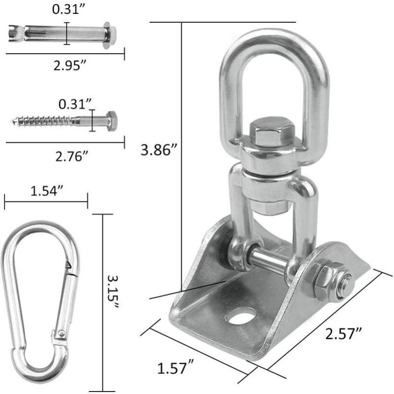 Závěsy na houpačku Houpací háky z nerezové oceli,Otočný držák na houpačku,Karabiny pro houpačky na verandě Houpací křeslo Heavy,Hedvábné závěsné popruhy na jógu