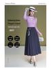 Autumn Silk Scarf Bow A-Line Pleated Skirt for Women