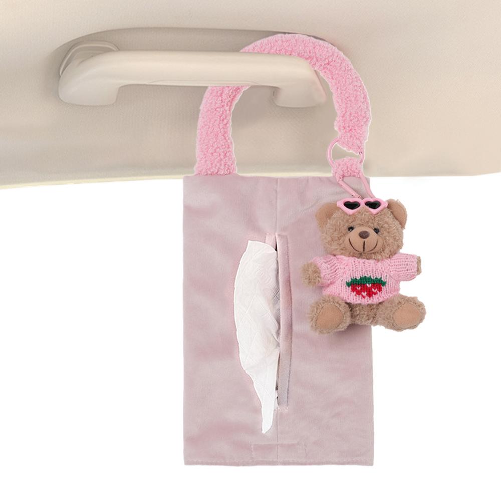 Tissue Box For Car Cartoon Tissue Storage In Car Plush Backseat Car Tissue Case Holder Multifunctional Tissue Box Storage For