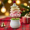 Potted Crochet Christmas Tree Handmade Crocheted Christmas Tree Decoration Completed Mini Knitted Potted Plants for Living Room Office Shelf Decor
