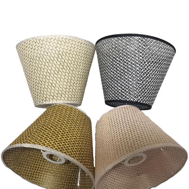 Imitation Rattan Weave Lamp Shade Handwoven Lampshade Chandelier Table Clip Drum Ceiling Lamps Floor Bedside Decor Light Cover