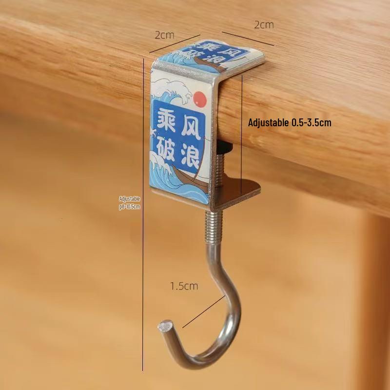 Adjustable Desk-Side Backpack Hook – No Punching Needed.
