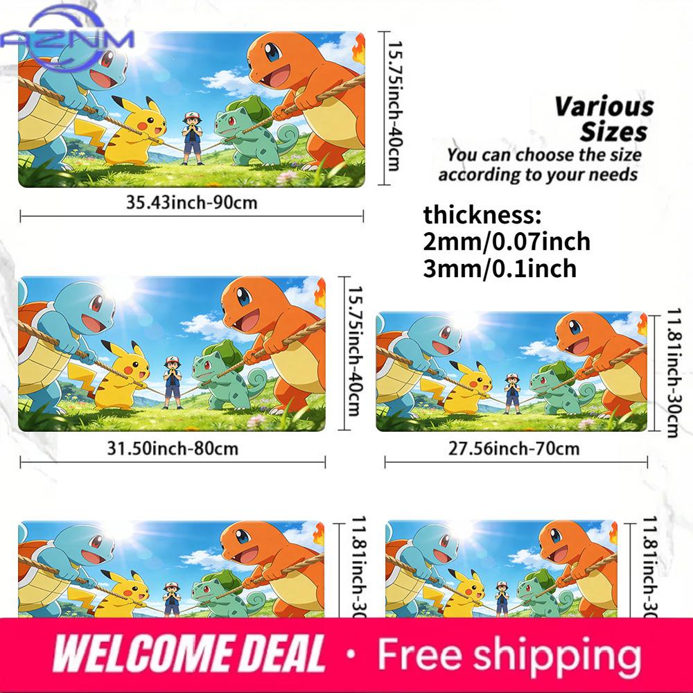 Pokemon Ash Starters Tug of War Playmat NonSlip TCG Card Mat 30x80x0.2cm