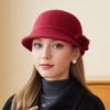 Bucket Hat Women's Autumn and Winter Wool Elegant Flower Thermal Basin Hat Casual Versatile Retro Top Hat