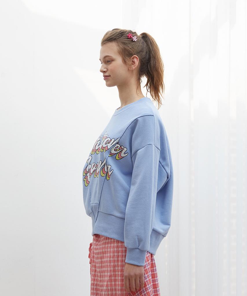 NEAR&DEAR Front Split Detail Sweetie T-Shirt Light Blue