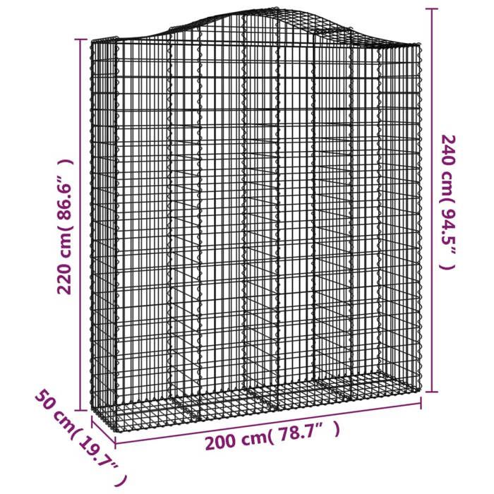 VidaXL Arched Gabion Basket Gabion Cage Gabion Wall Stone Basket Gabion for Stone Garden Patio Outdoor 153401