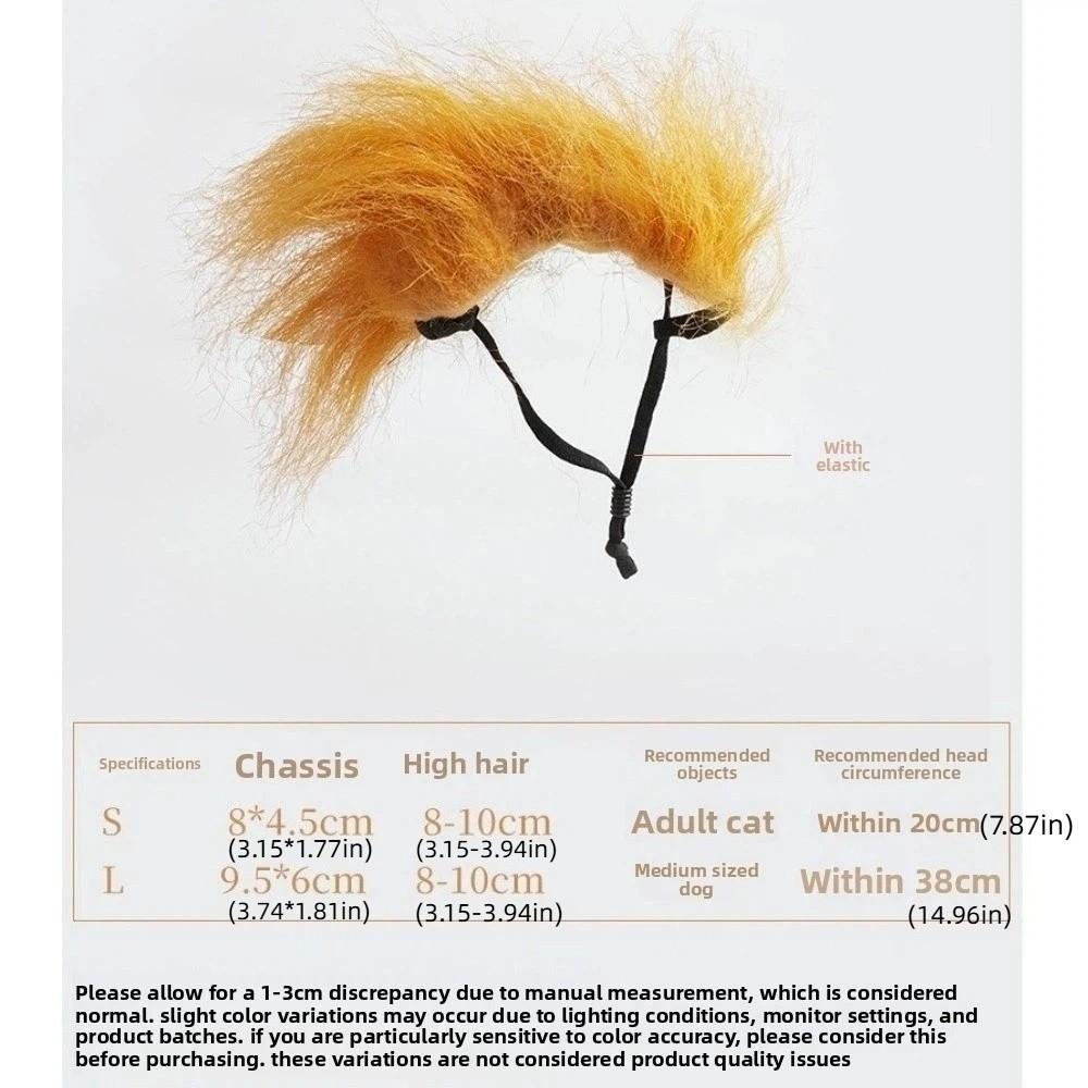 Eye-catching Cat Yellow Wig Novelty Polyester Pet Cosplay Hat DIY Trimming Adjustable Cat Funny Props Photography Props