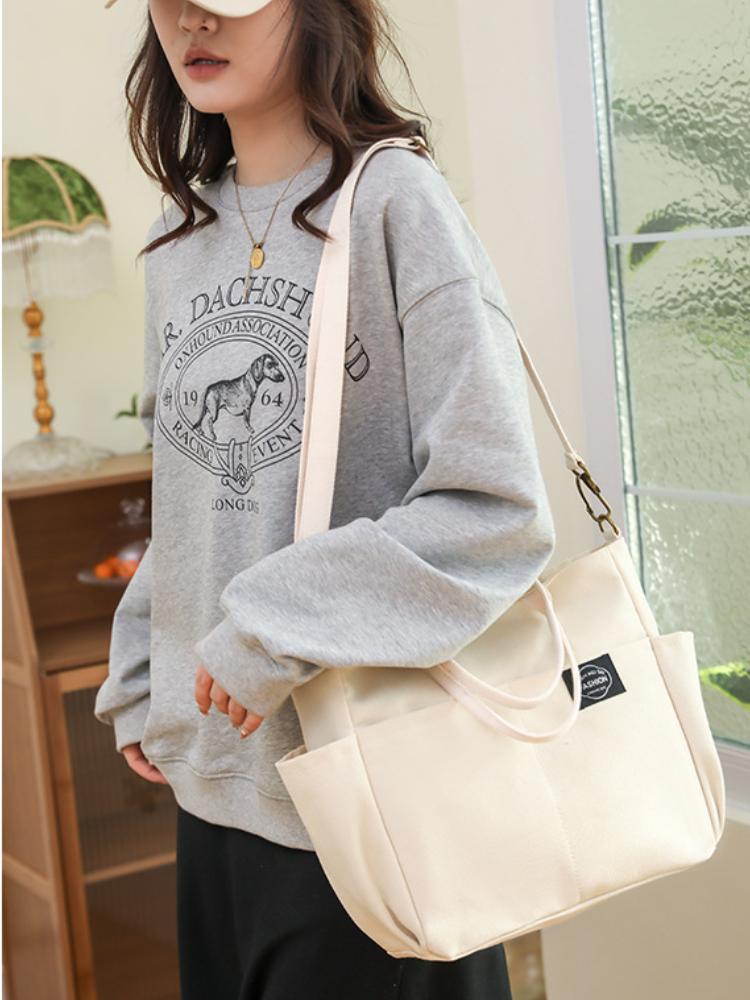 New Women's Canvas Bag Casual Retro Portable Canvas Shoulder Bag Large Capacity Multi-layer Women's Messenger Bag