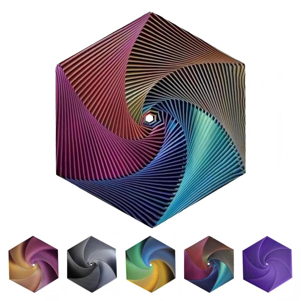 Fractal Fidget Hexagon 3D Printed Anti Stress Sensory Tool for Adults Meditation Tool Spiral for Anxiety Relief Birthday Gift