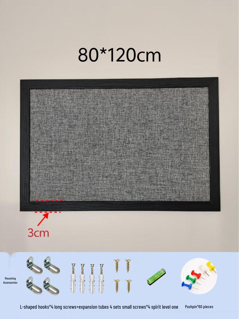 Black Frame Burlap Cork Board: Wall-Mounted Photo & Message Display for Kindergarten Theme