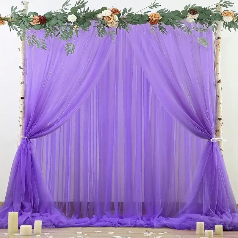 Cross-Rod Outdoor Wedding Mesh Curtain for Party Decoration