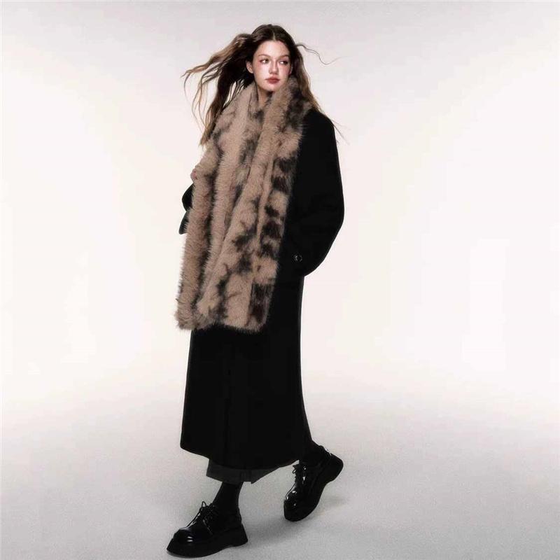 192x20cm Extra Long Faux Fur Scarf Winter Warm Double Sided Thick Plush Wrap Windproof Earmuff Neck Warmer for Women