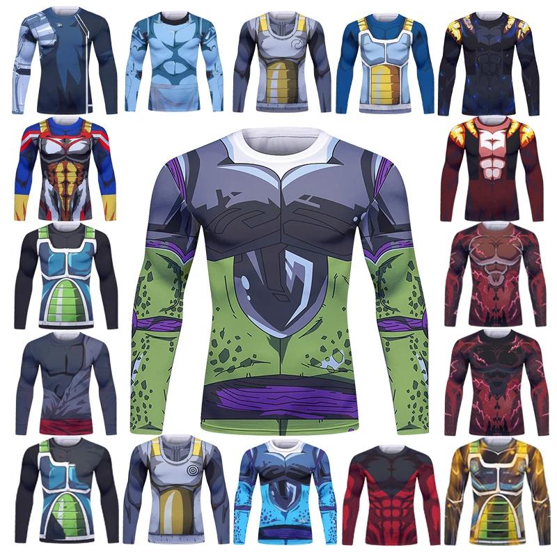 Fight Rashguard Men's Sports T-shirt Tops Fitness Printed Sublimation Boxing MMA Compression Tights Long Sleeve T-Shirts