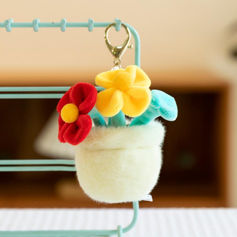 Simulation Healing Plants Tulip Flowers Plush Pendant Cake Keychain Push Gift Wedding Souvenir