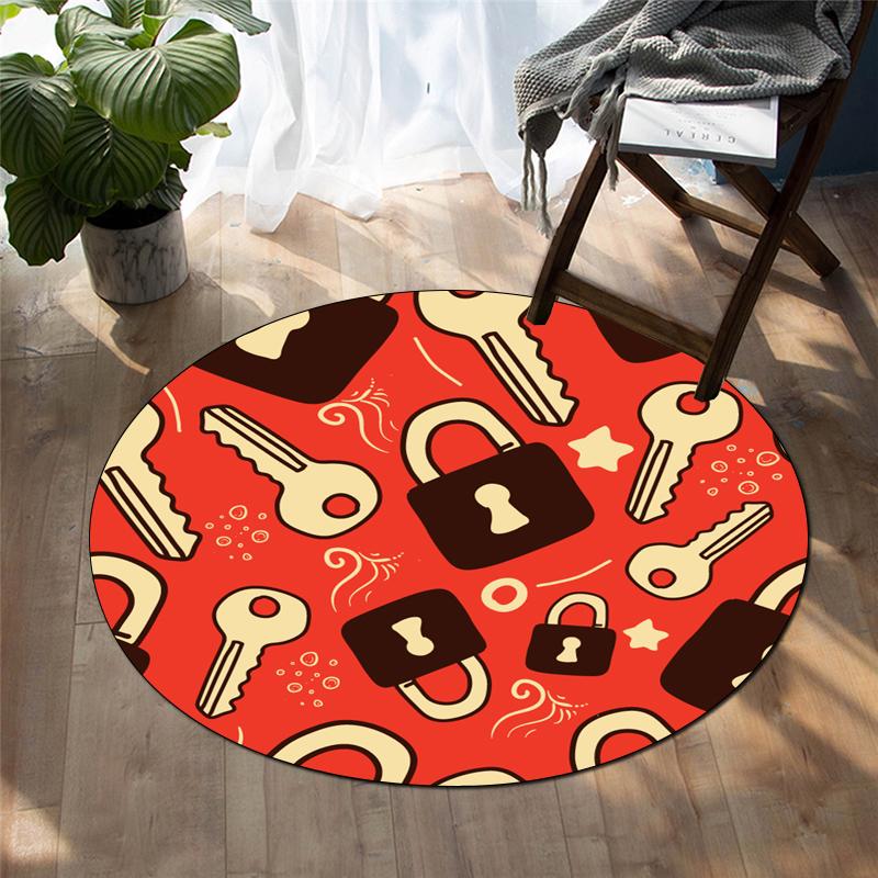 Cartoon-Druck Heimdekoration runder Teppich Wohnzimmermatte Kinderboden runder Teppich Yogamatte Schlafzimmer Gaming-Stuhlmatte