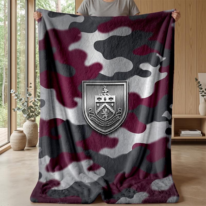 Coperta in Flanella con Stampa Calcio Burnley, Coperta Morbida Calda Leggera per Divano Letto Campeggio