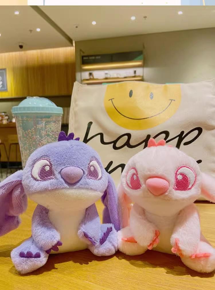 New Plush Stitch Cute Couple Bag Doll Doll Pendant School Bag Pendant Cartoon Keychain Gift Toy Anime Peripheral