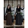 Elegant High-Waisted A-Line Maxi Skirt with Belt for Women – Autumn 2025